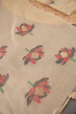 Load image into Gallery viewer, A Freakin Lotus Beige Jamdani Muga Silk Unstitched Suit Set