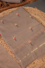 Load image into Gallery viewer, A Freakin Lotus Brown Jamdani Muga Silk Unstitched Suit Set