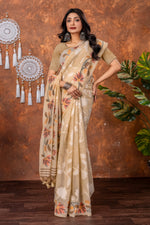 Load image into Gallery viewer, Mahitha Sandy Muse Beige Muga Cotton Jamdani Saree