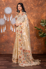 Load image into Gallery viewer, Mahitha Sandy Muse Beige Muga Cotton Jamdani Saree
