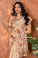 Load image into Gallery viewer, Mahitha Sandy Muse Beige Muga Cotton Jamdani Saree