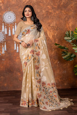 Load image into Gallery viewer, Mahitha Sandy Muse Beige Muga Cotton Jamdani Saree
