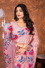 Load image into Gallery viewer, Mahitha Sugar Dust Pink Muga Cotton Jamdani Saree