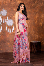 Load image into Gallery viewer, Mahitha Sugar Dust Pink Muga Cotton Jamdani Saree
