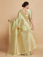 Load image into Gallery viewer, Maira Mint Green Leheriya Zari Woven Design Linen Saree