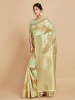 Load image into Gallery viewer, Maira Mint Green Leheriya Zari Woven Design Linen Saree