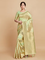 Load image into Gallery viewer, Maira Mint Green Leheriya Zari Woven Design Linen Saree