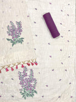 Load image into Gallery viewer, Show Stopper Beige & Lavender Jamdani Muga Cotton Unstitched Suit Set