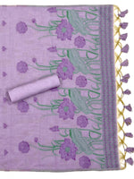 Load image into Gallery viewer, Bohemian Bliss Lavender Muga Cotton Unstitched Suit Set