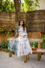 Load image into Gallery viewer, Ming Blue Muga Cotton Saree