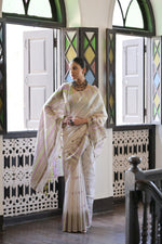 Load image into Gallery viewer, Mehendi Muga Cotton Ikkat Saree
