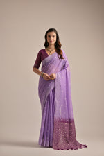 Load image into Gallery viewer, Lavender Muga Cotton Jamdani Saree