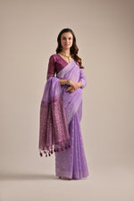 Load image into Gallery viewer, Lavender Muga Cotton Jamdani Saree