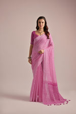 Load image into Gallery viewer, Pink Muga Cotton Jamdani Saree