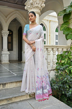 Load image into Gallery viewer, Pranshi Pink Pichwai Muga Cotton Saree