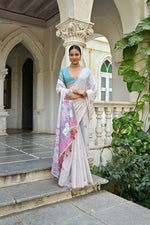 Load image into Gallery viewer, Pranshi Pink Pichwai Muga Cotton Saree