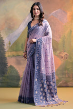 Load image into Gallery viewer, Nargis Lavender Muga Cotton Saree