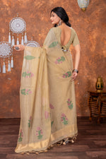 Load image into Gallery viewer, Neetika Driftwood Beige Muga Cotton Jamdani Saree