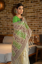 Load image into Gallery viewer, Pankti Spring Green Cotton Jamdani Saree