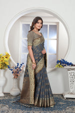 Load image into Gallery viewer, Grey Zari Woven Design Chanderi Cotton Saree