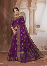 Load image into Gallery viewer, Radhika Palatinate Purple Zari Woven Design Chanderi Cotton Saree