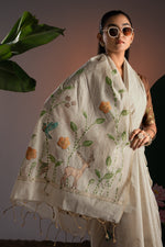 Load image into Gallery viewer, Rahi Beige & Brown Viscose Cotton Saree With Unstitched Blouse Piece