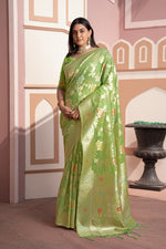 Load image into Gallery viewer, Riddhi Green Cotton Silk Saree