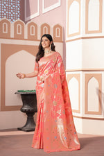 Load image into Gallery viewer, Riddhi Peach Cotton Silk Saree