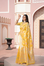 Load image into Gallery viewer, Riddhi Yellow Cotton Silk Saree