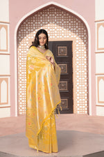 Load image into Gallery viewer, Riddhi Yellow Cotton Silk Saree