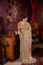Load image into Gallery viewer, Riona Grey Organza Silk Woven Saree