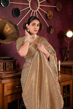 Load image into Gallery viewer, Riona Grey Organza Silk Woven Saree