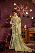 Load image into Gallery viewer, Riona Pista Organza Silk Woven Saree