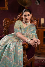 Load image into Gallery viewer, Riona Sky Organza Silk Woven Saree