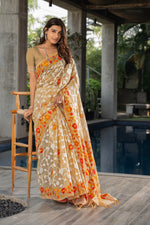 Load image into Gallery viewer, Ruhani Cookie Beige Cotton Jamdani Saree