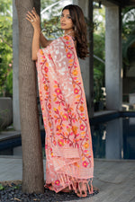 Load image into Gallery viewer, Ruhani Blushing Peach Cotton Jamdani Saree