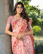 Load image into Gallery viewer, Ruhani Blushing Peach Cotton Jamdani Saree