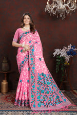 Load image into Gallery viewer, Ruhani Cotton Candy Pink Cotton Jamdani Saree