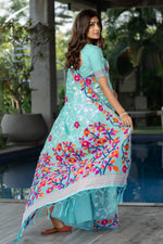 Load image into Gallery viewer, Ruhani Sky Blue Cotton Jamdani Saree