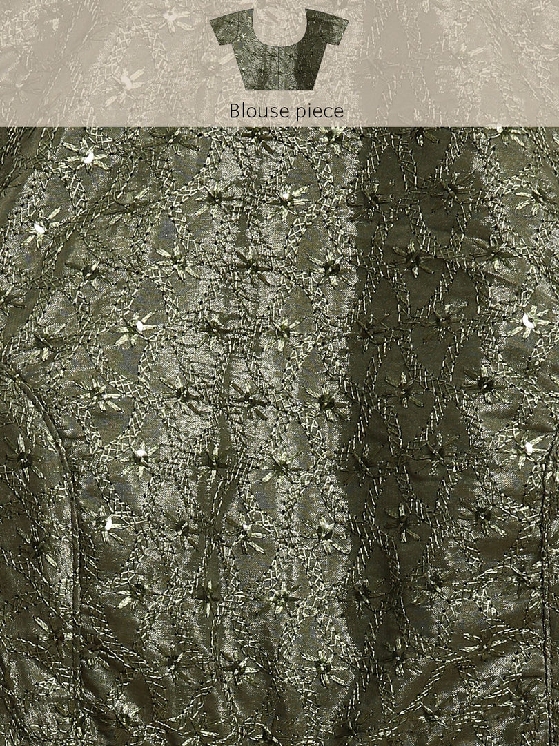 Sabhya Pista Green Satin Saree