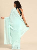 Load image into Gallery viewer, Sabhya Aqua Green Satin Saree