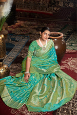Load image into Gallery viewer, Saachi Silk Green Banarasi Silk Woven Saree