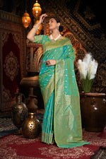 Load image into Gallery viewer, Saachi Silk Green Banarasi Silk Woven Saree
