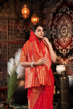 Load image into Gallery viewer, Saachi Silk Red Banarasi Silk Woven Saree