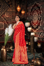 Load image into Gallery viewer, Saachi Silk Red Banarasi Silk Woven Saree