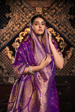 Load image into Gallery viewer, Saachi Silk Violet Banarasi Silk Woven Saree