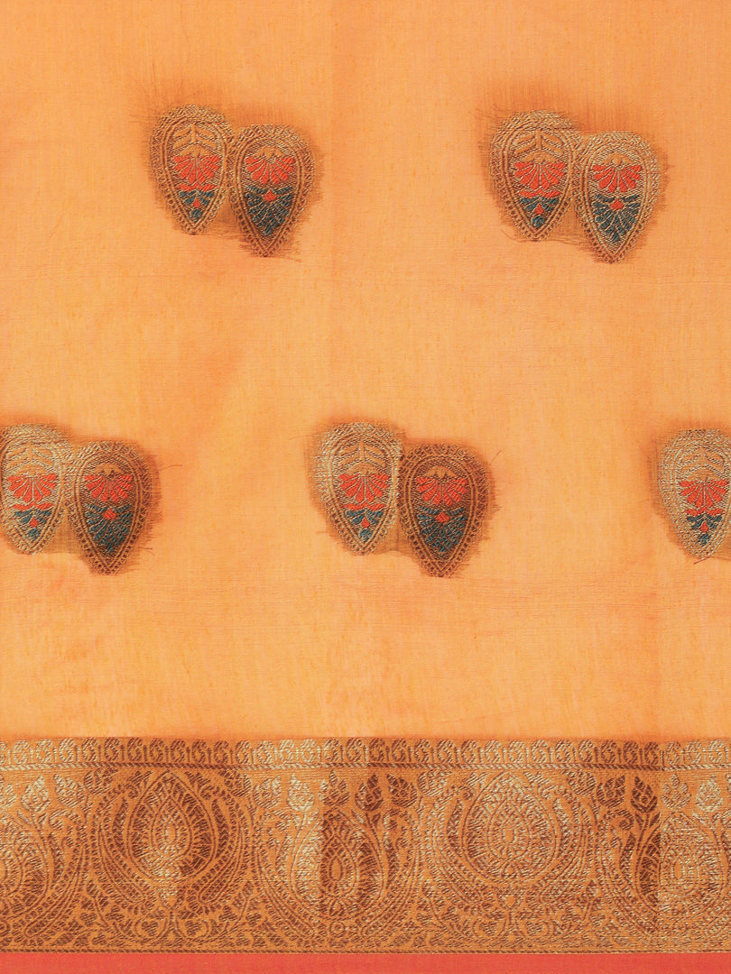 Sagarika Cadmium Yellow Cotton Blend Saree