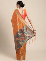 Load image into Gallery viewer, Sagarika Cadmium Yellow Cotton Blend Saree