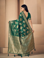 Load image into Gallery viewer, Sargam Cadmium Green Zari Woven Design Linen Saree