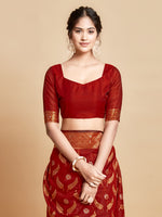 Load image into Gallery viewer, Sargam Barn Red Zari Woven Design Linen Saree